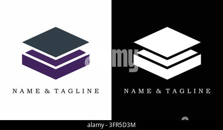 Abstrakte quadratische Schichtenstapelgrafik für modernes Tech-Company-Branding Stock Vektor