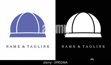 Minimalistisches Kappen-Logo-Design auf schwarzem und weißem Hintergrund mit Baseball Stock Vektor