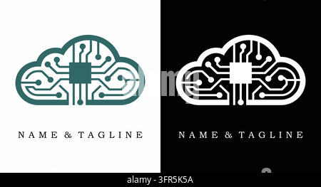 Logo der digitalen Cloud-Computing-Netzwerktechnologie Stock Vektor