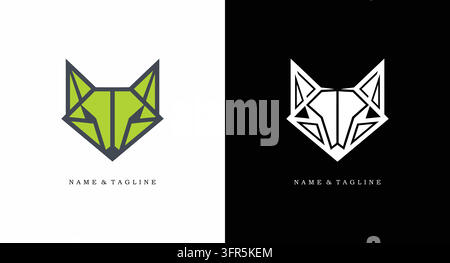 Abstraktes geometrisches Fuchskopf-Logo-Design im minimalistischen Stil Stock Vektor