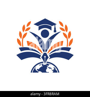 Modernes professionelles Bildungsakademie-Logo-Vektordesign mit Absolventen-Studenten-Symbol Stock Vektor