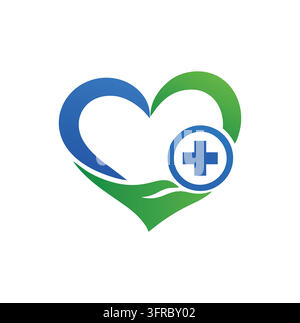Professionelles modernes Herz-Kreuz-Medizin-Gesundheitslogo-Design Stock Vektor