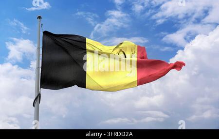 Belgien Flagge - realistische wehende Stoff Flagge Stockfoto