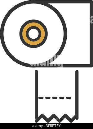 Flache Vektorillustration einer Toilettenpapierrolle mit einem losen Blatt, das sich von einem Pappkern abrollt, isoliert auf weißem Hintergrund. Stock Vektor