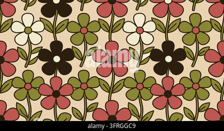 Vintage-Blumenmuster ohne Naht mit stilisierten bunten Wiesenblumen Stock Vektor