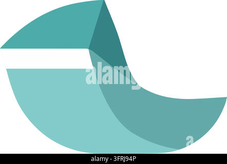 Flache Illustration einer abstrakten geometrischen Welle, bestehend aus blaugrünen und dunkelgrünen gebogenen Formen mit einem weißen horizontalen Streifen Stock Vektor