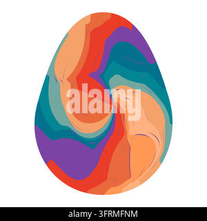 Ostereier mit Retro-Groovigen Mustern im Stil der 60er-70er Jahre. Grooviger Hippie Happy Easter mit verzerrtem psychedelischen Design. Vektor Stock Vektor
