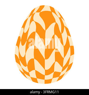 Ostereier mit Retro-Groovigen Mustern im Stil der 60er-70er Jahre. Grooviger Hippie Happy Easter mit verzerrtem psychedelischen Design. Vektor Stock Vektor
