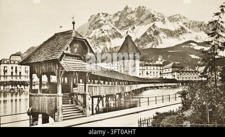 Luzern, Kapellbrücke, Kapellbrucke, Schweiz, um 1940 Stockfoto