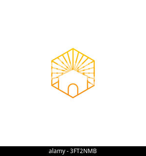 Sun Home Logo Vektorillustration. Haus-Sonne-Symbol Stock Vektor