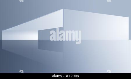 Minimalistischer geometrischer grau-blauer abstrakter Weltraumhintergrund Stockfoto