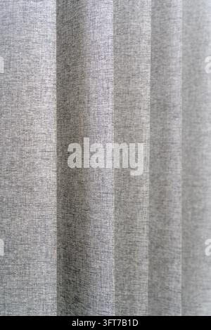 Vertikale graue Leinenvorhang-Textur-Hintergrund Stockfoto