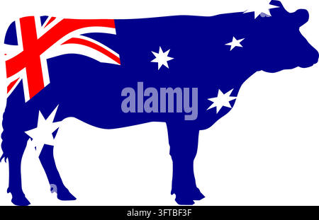 Australien-Flagge in Kuhform, australische Flagge Tier-Silhouette Vektor-Illustration Stock Vektor