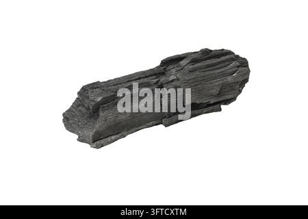 Natürliche Holzkohle auf weißem Hintergrund Stockfoto