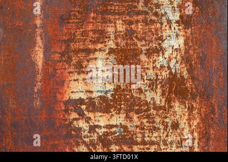 Rostige Metalltextur oder Hintergrund mit starker Korrosion und verwitterter Grunge-Oberfläche Stockfoto