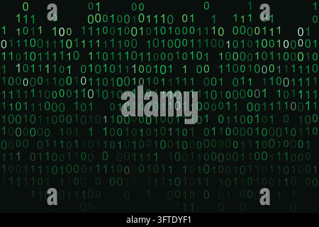 Abstrakter Binärcode-Digitaldaten-Hintergrund mit futuristischen Technologiezahlen und Cyber-Matrix-Programmierungsmuster Stock Vektor