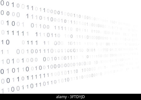 Abstrakter blauer Binärcode-Digitaldaten-Hintergrund mit futuristischen Technologiezahlen und weißem Kopierraum Stock Vektor