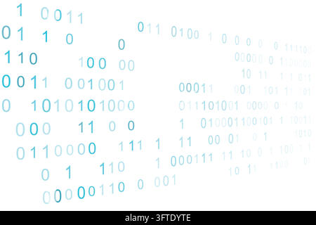 Abstrakter blauer Binärcode-Digitaldaten-Hintergrund mit futuristischen Technologiezahlen und weißem Kopierraum Stock Vektor