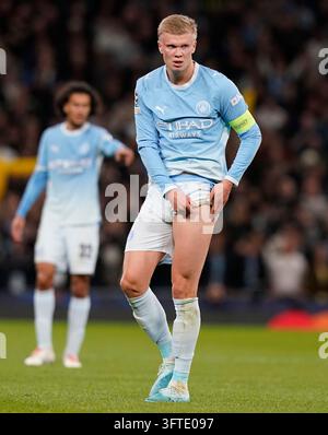 Manchester, UK. 14. Okt., 2026. Erling Haaland von Manchester City während des Spiels Manchester City gegen Paris Saint Germain im UEFA-Champions-League-Spiel im Etihad-Stadion, Manchester. Bildnachweis sollte lauten: Andrew Yates/Sportimage Credit: Sportimage Ltd/Alamy Live News Stockfoto