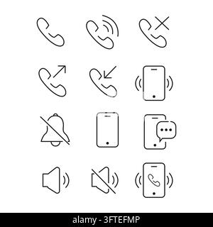 Smartphone- und Telefonsymbol-Ikonen-Set-Vektor Stock Vektor