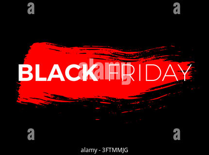 Black-Friday-Banner mit zentrierter roter Farbstrahl und kontrastierender weißer Typografie Stock Vektor