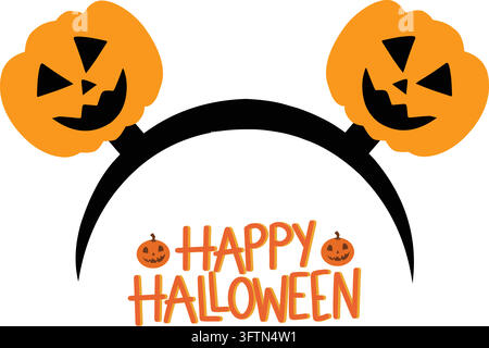 Fröhliches Halloween-Kürbiskopfband-Kostümaccessoire-Party-Clipart Stock Vektor