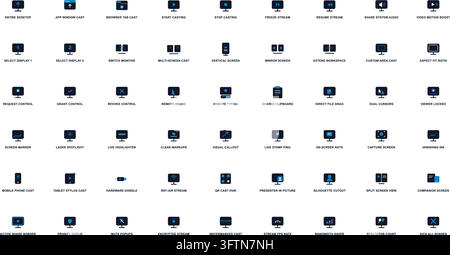 Bildschirmfreigabe-Symbol-Set Remote-Desktop-Anzeige-Streaming-Schilder Stock Vektor