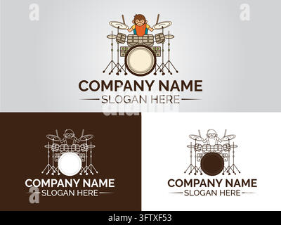 Affen-Trommler-Logo-Vorlage | Musikband-Maskottchen-Logo-Design Stock Vektor