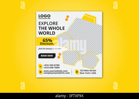 Design für Reise-Social-Media-Posts. Stock Vektor