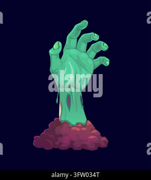 Cartoon-Halloween-Zombiehand, die aus dem Boden aufsteigt Stock Vektor