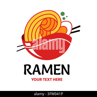 Asiatische Ramen-Nudelschüssel-Ikone gelbe Nudeln Stock Vektor