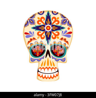 Mexikanischer Zuckerschädel Calavera für den Tag der Toten Stock Vektor