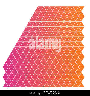 Dreieckfeld, das von Magenta zu Orange verläuft, glattes Farbverlauf-geometrisches Muster isoliert auf weißem Hintergrund. Stock Vektor