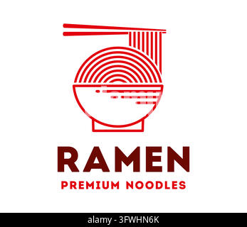 Asiatisches Ramen-Nudeln-Symbol, Restaurant-Emblem Stock Vektor