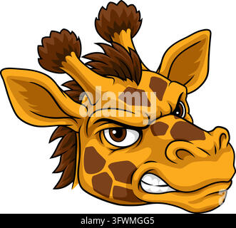 Wütende Giraffen-Cartoon-Sportmannschaft-Maskottchen-Design-Illustration. Stock Vektor