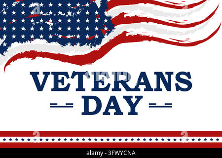 Veterans Day Grußkarte oder Postervorlage mit Design der amerikanischen Flagge Stock Vektor