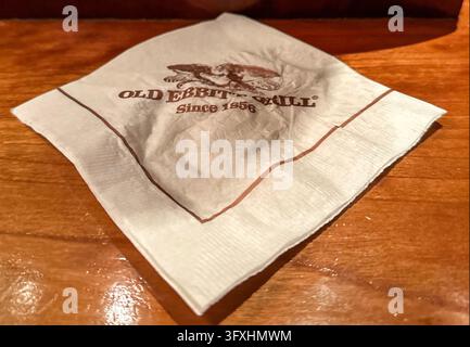 Eine Serviette vom Old Ebbitt Grill, dem ältesten Saloon von Washington, D.C. Stockfoto