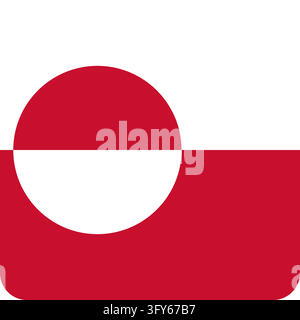 Die Flagge Grönlands wird als quadratisches Symbol mit abgerundeten Ecken auf weißem Hintergrund dargestellt. Stock Vektor