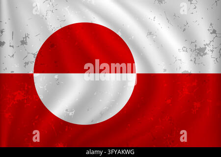Hintergrund mit der Flagge Grönlands mit Flecken oder Abnutzungen Vektorillustration Stock Vektor