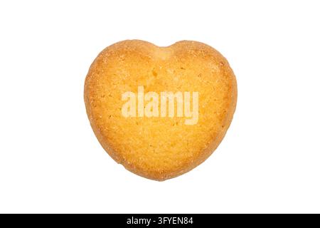 Herzförmige Kekse im Detail isoliert. Ein Keks auf weißem Hintergrund. Stockfoto
