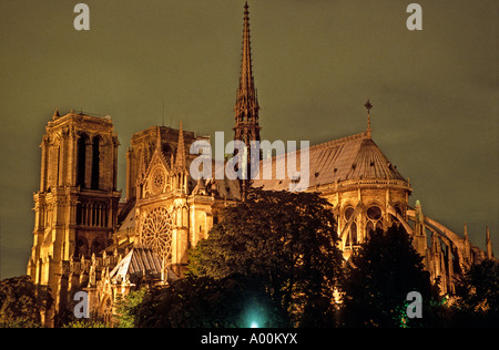 NOTRE DAME DE PARIS NIGHT VIEW PARIS FRANKREICH Stockfoto