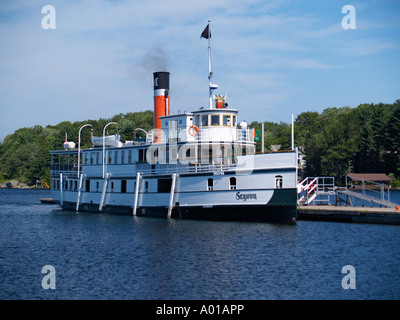 R M S Segwun arbeitet auf der Muskoka Lakes und ist die älteste operative Dampfschiff in Nordamerika und Kohlekraftwerk. Stockfoto