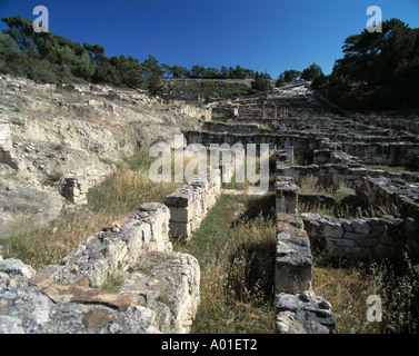 Ausgrabungsgelaende, Antike Stadtanlage von Kamiros, Ruinen, Kamiros, Rhodos, Dodekanes Stockfoto