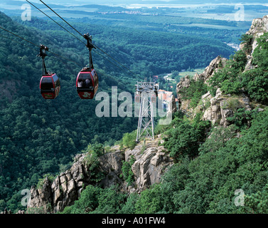 Gondelbahn, Seilbahn, Schwebebahn, Kabinenseilbahn Zwischen Hexentanzplatz-Plateau Und der Stadt Thale, Naturpark Harz, Sachsen-Anhalt Stockfoto