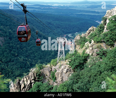 Gondelbahn, Seilbahn, Schwebebahn, Kabinenseilbahn Zwischen Hexentanzplatz-Plateau Und der Stadt Thale, Naturpark Harz, Sachsen-Anhalt Stockfoto