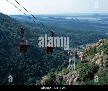 Gondelbahn, Seilbahn, Schwebebahn, Kabinenseilbahn Zwischen Hexentanzplatz-Plateau Und der Stadt Thale, Naturpark Harz, Sachsen-Anhalt Stockfoto