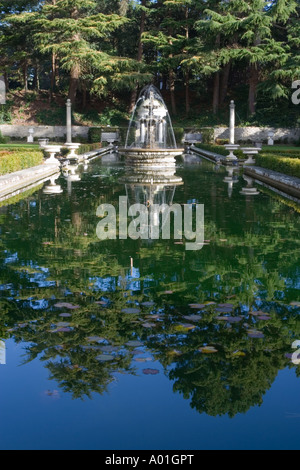 Der italienische Garten ornamentalen Pool, Compton Acres, Dorset, UK Stockfoto