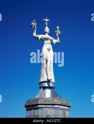 Konstanzer Pegel Im Hafen, Rhein, Seerhein, Bodensee, Imperia-Statue von Peter Lenk, Kurtisane, Konstanz, Baden-Württemberg Stockfoto