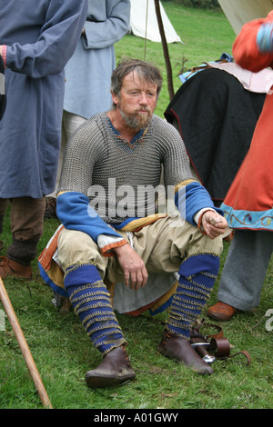 Ein Soldat bei den Re Inszenierung der Schlacht von Hastings im Jahr 2006. Stockfoto