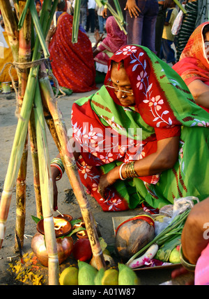 RSC0262 Frauen beten, um Zuckerrohr Indien Stockfoto